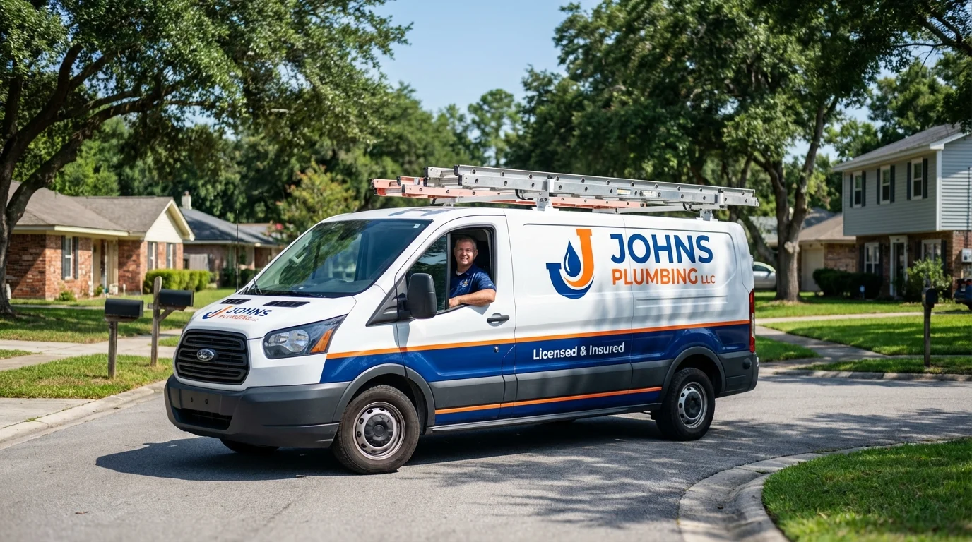 Johns Plumbing LLC service van in East Alton, IL