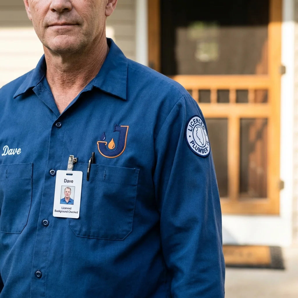 Licensed plumber showing ID badge in East Alton, IL