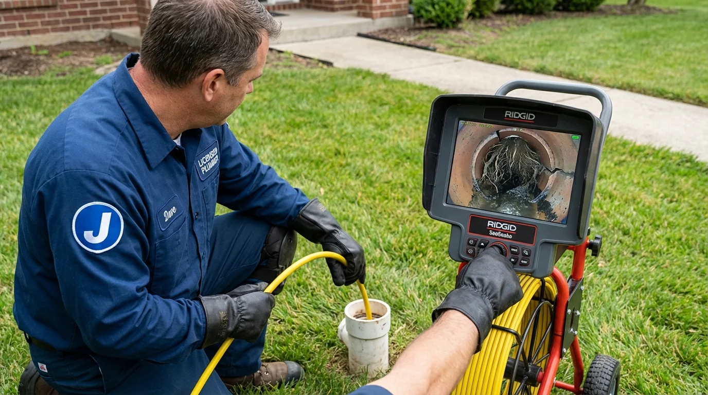 Sewer camera inspection being performed by Johns Plumbing LLC in East Alton