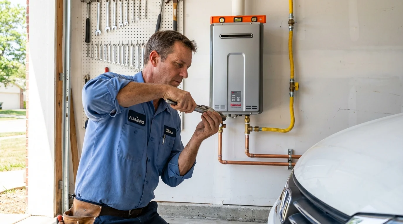 Tankless water heater installation by a Johns Plumbing LLC plumber in East Alton